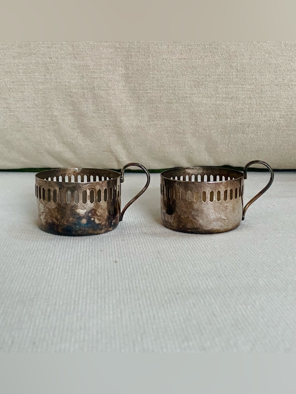 Vintage Bellini Brazil Silver Plated Demitasse Espresso Cup Holders - Set of 2